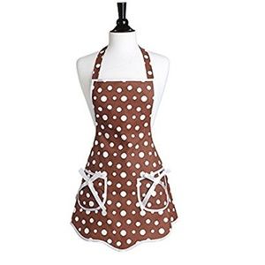 Jessie Steele polka dot apron brown and white